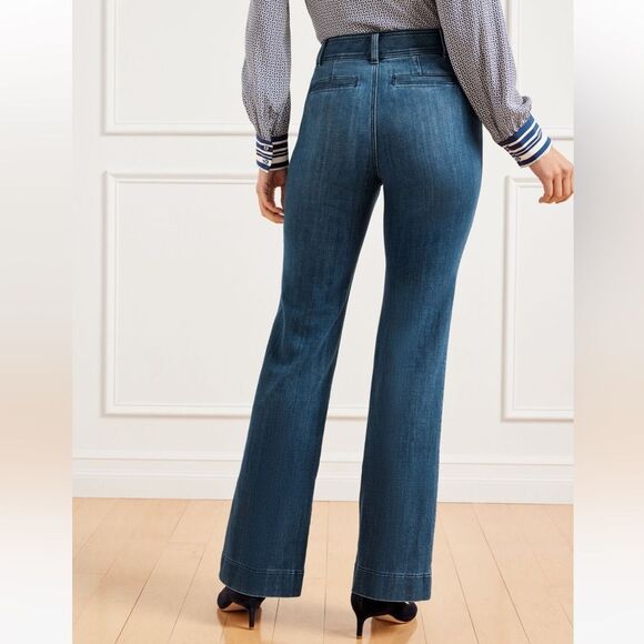 Talbots Flare Leg Pintuck Jeans – Lapis Wash, Size Petite 8P - Picture 3 of 8